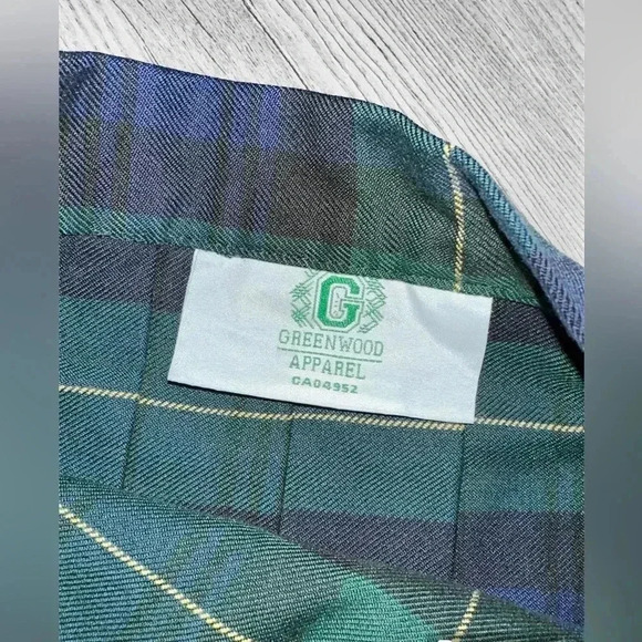 Greenwood apparel tartan woman’s kilt green check vintage spring rare plaid - Picture 2 of 2